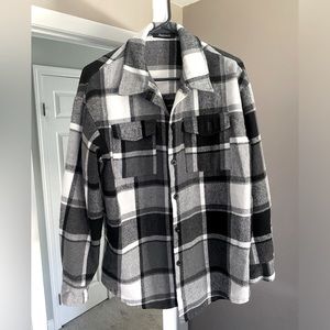 Womens Plaid Shacket Casual Flannel Shirt Long Sleeve Button Down